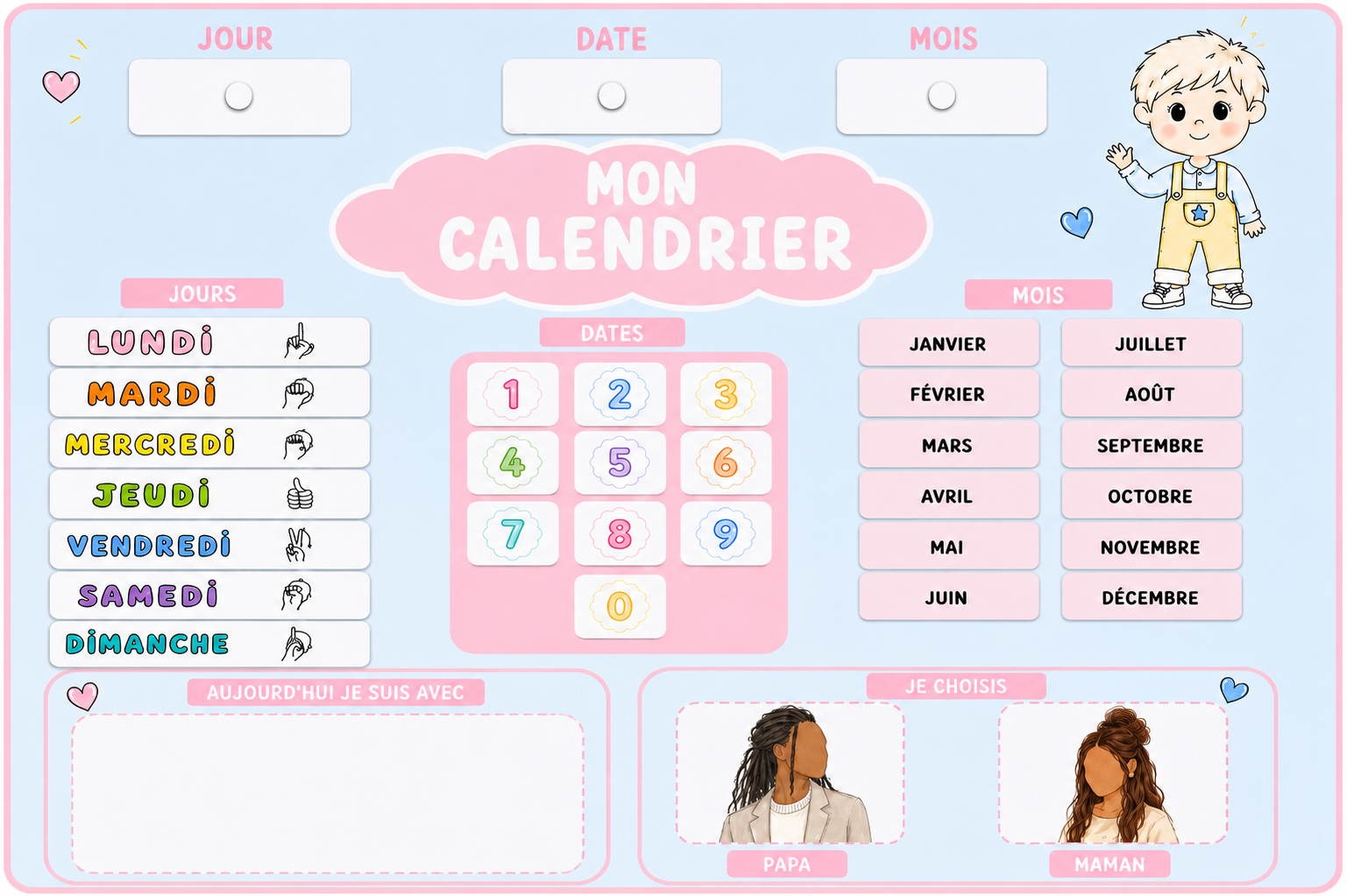 🏡Calendrier – Garde alternée / format scratch