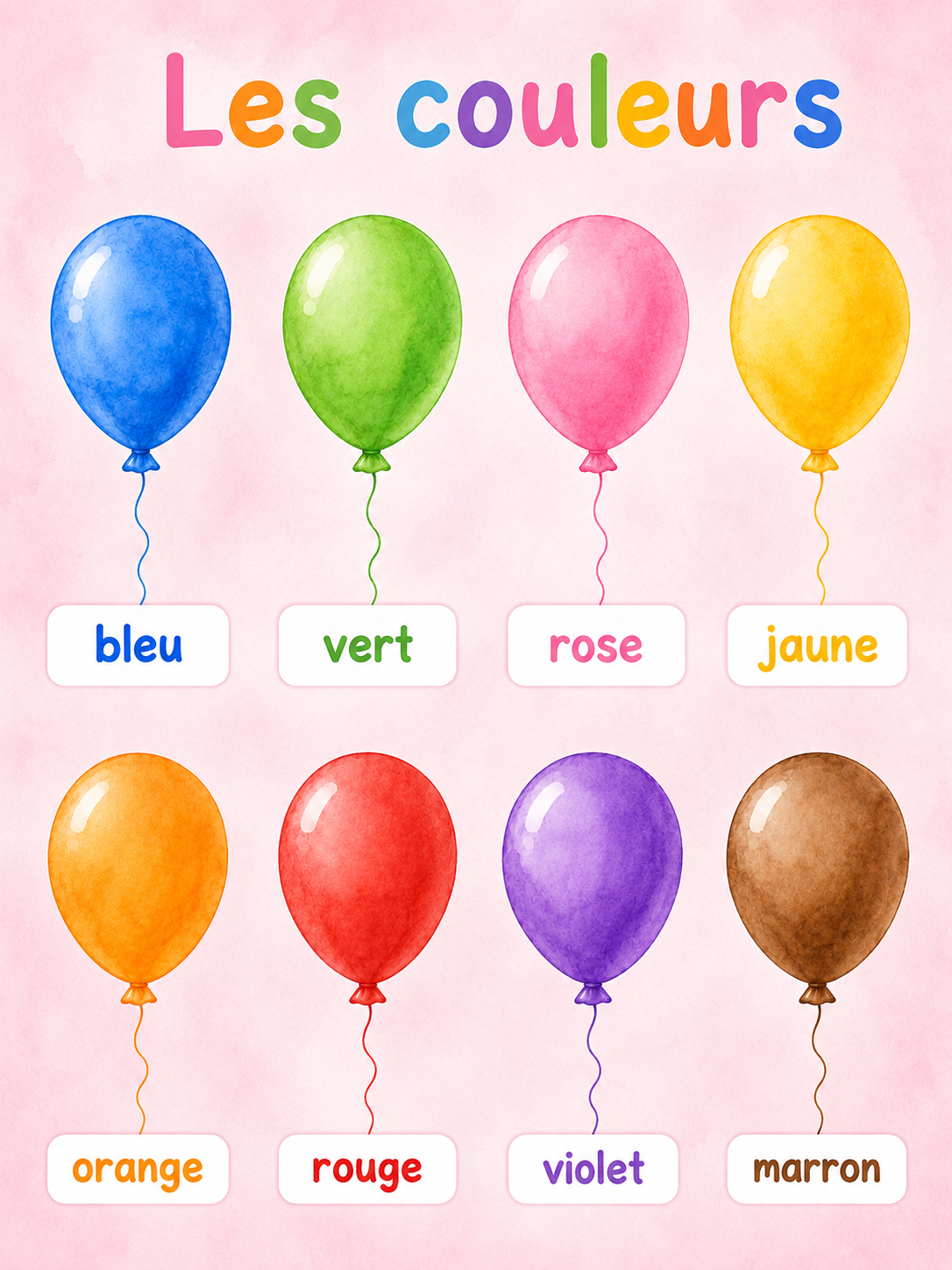 Couleurs ballons - fond rose