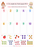 Compter les fruits - niveau 2 ( 1 à 10 )