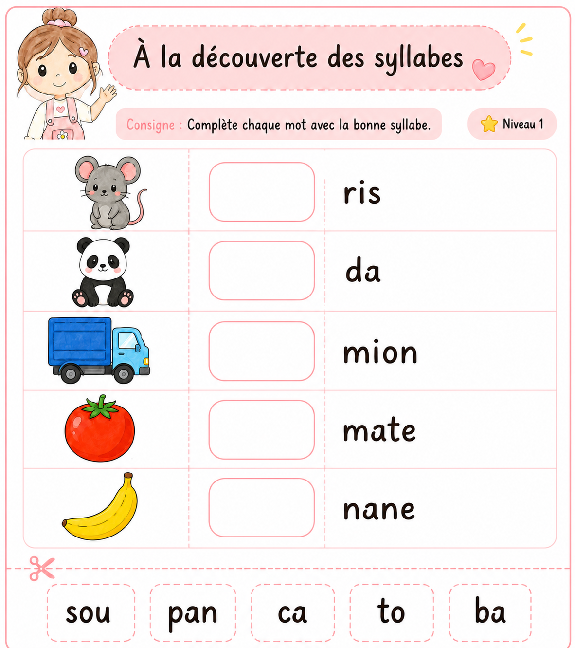 À la découverte des syllabes – Niveau 1 PDF