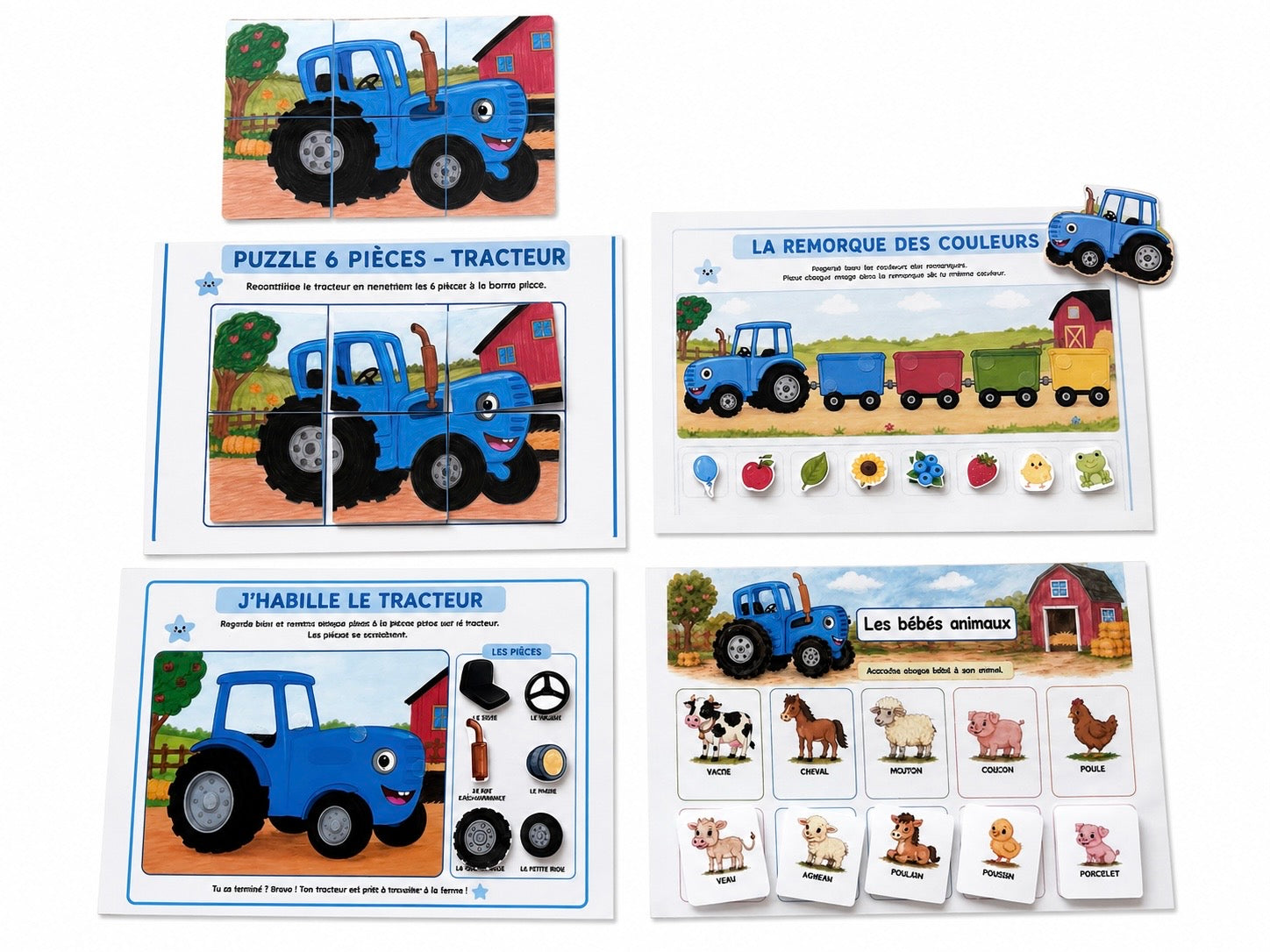 Pack 4 supports - Tracteur bleu/Scratch