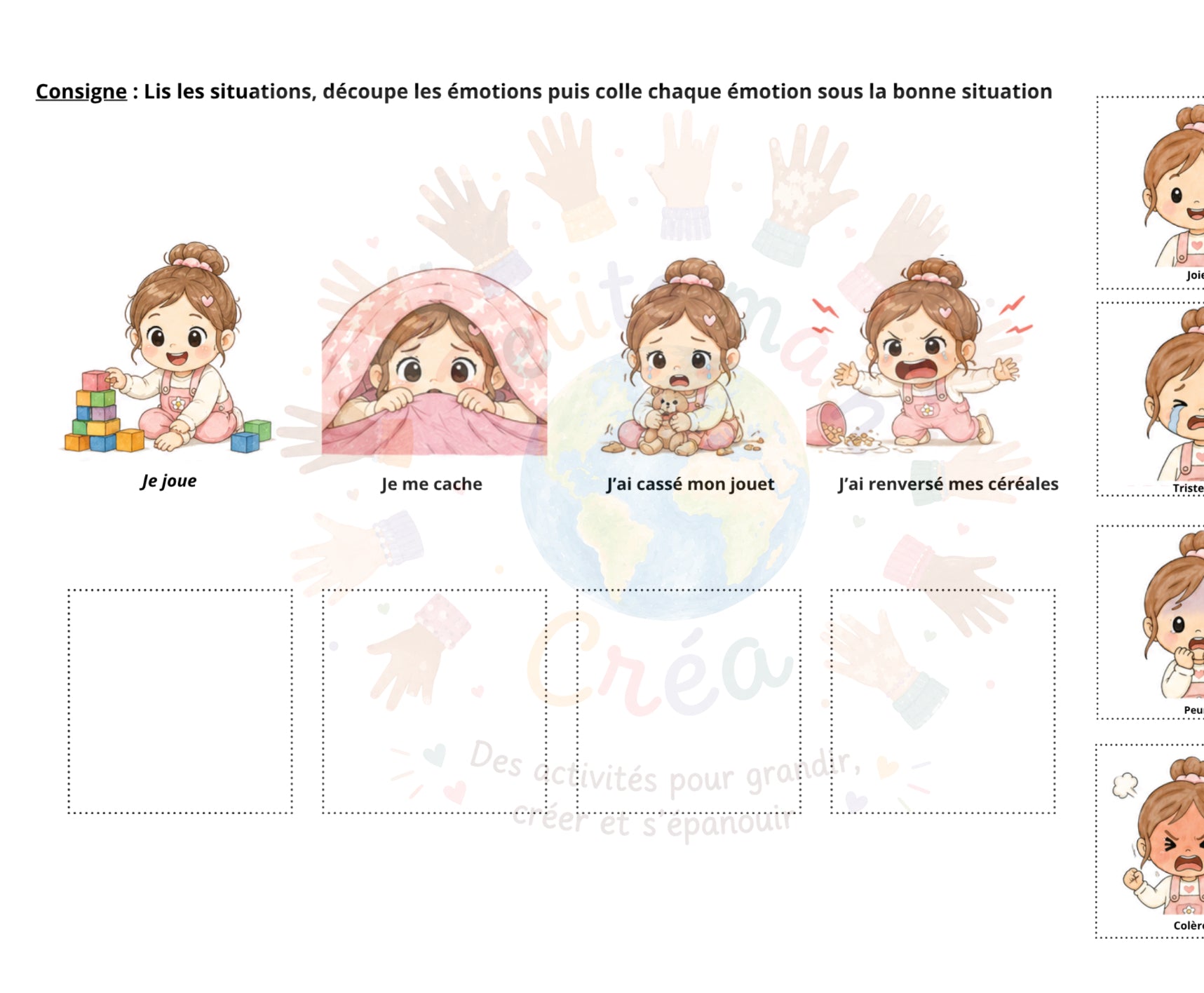 Exercice PDF sur les émotions avec texte
